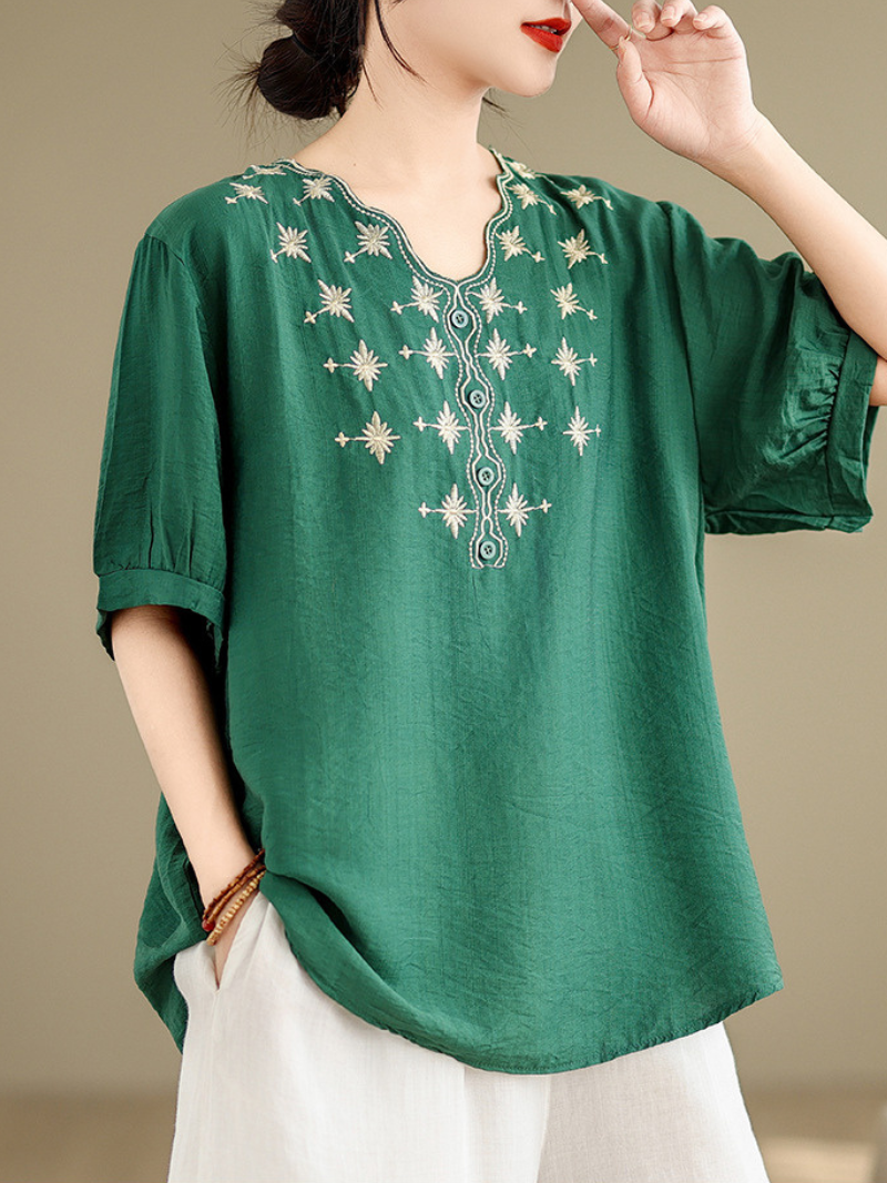 Women's Green TOP Embroidery 
