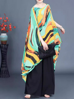 Fashion d'été pour femmes coloré de manches de chauve-souris lâche irrégulières chemises de protection solaire