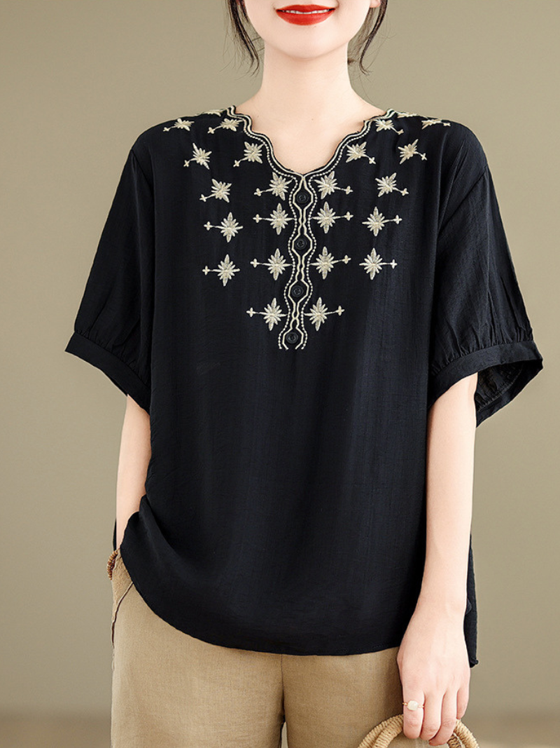 Trendy Embroidered Loose Shirt