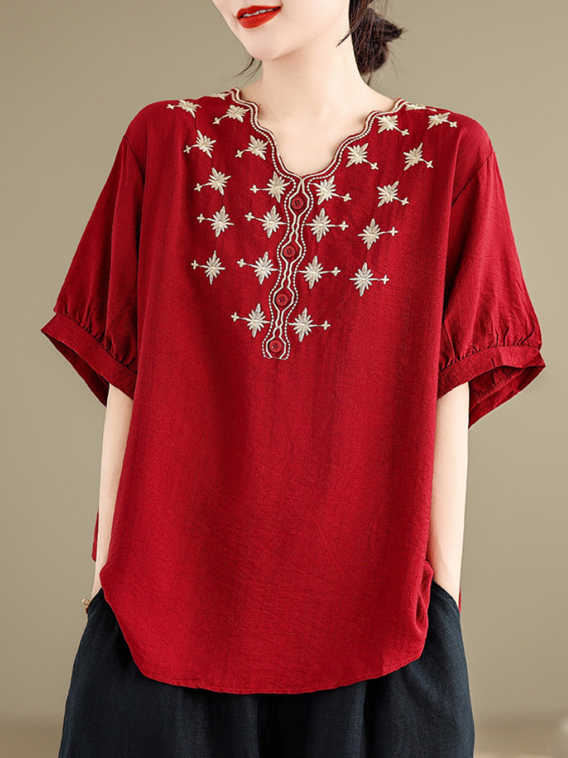  Stylish Women's Embroidered Loose Top