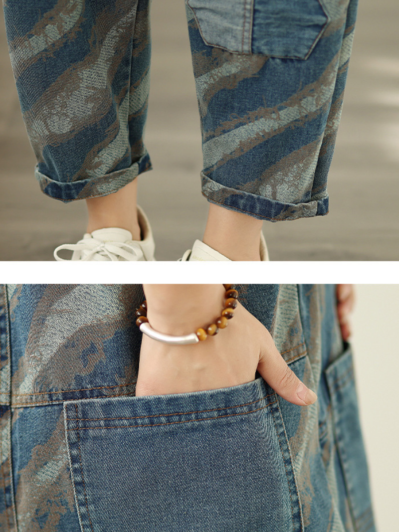 Artful Stripe Women’s Denim Overalls in Soft Cotton, Relaxed Fit