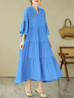Sunlit Ease Day-to-Night Dress — Tiered Boho Maxi in Cotton Blend