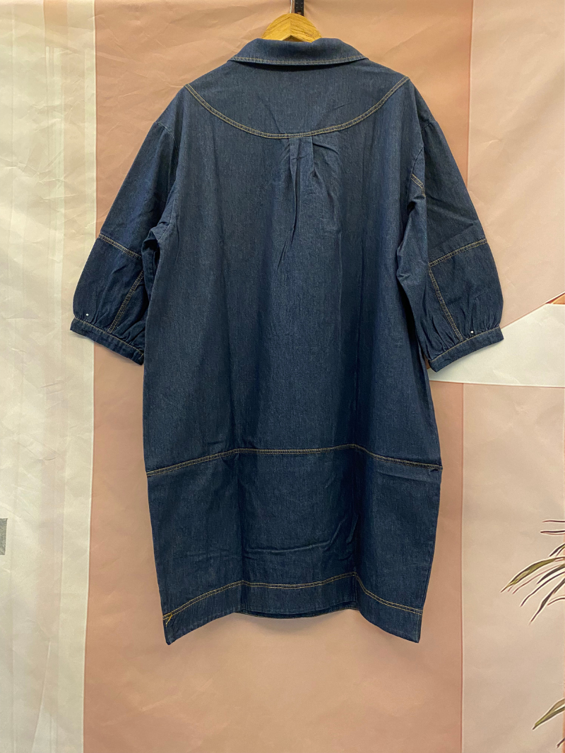 Robe MIDI bleu midi à la tendance à la mode et au col élégant des femmes