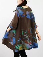 Breezy Weekend Tunic for Effortless Elegance — Linen Blend, Artistically Printed
