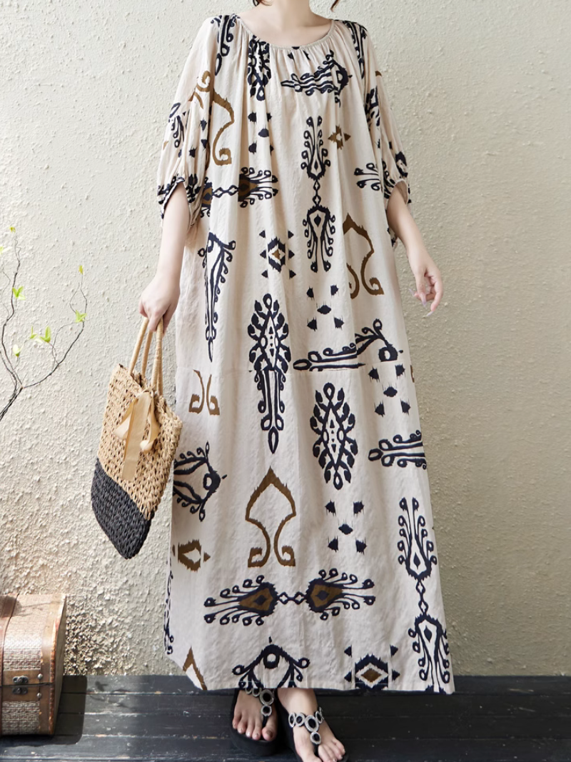 Robe de Kaftan imprimée de style ethnique d'été pour femmes