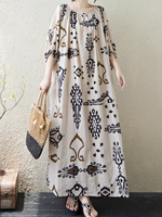 Robe de Kaftan imprimée de style ethnique d'été pour femmes