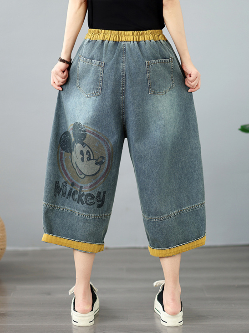 Weekend Ease Culotte Jeans — Relaxed Wide-Leg Denim Pants with Elastic Waist