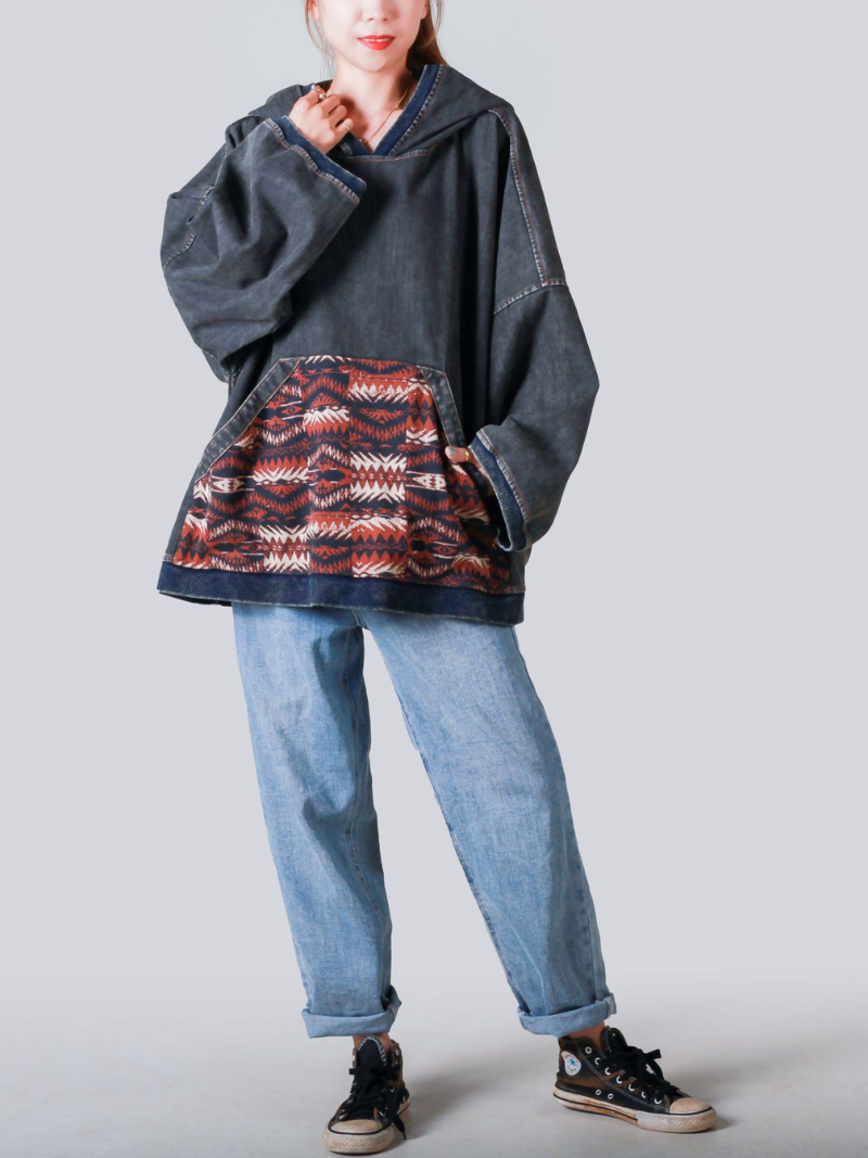 Patch des femmes et décontractés Pull à capuche lâche Pull