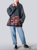 Women's Trendy & Casual Patch Loose Hooded Design Sweater