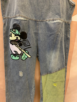 Cartoon Patch Denim Dungaree - Light Wash Relaxed Fit
