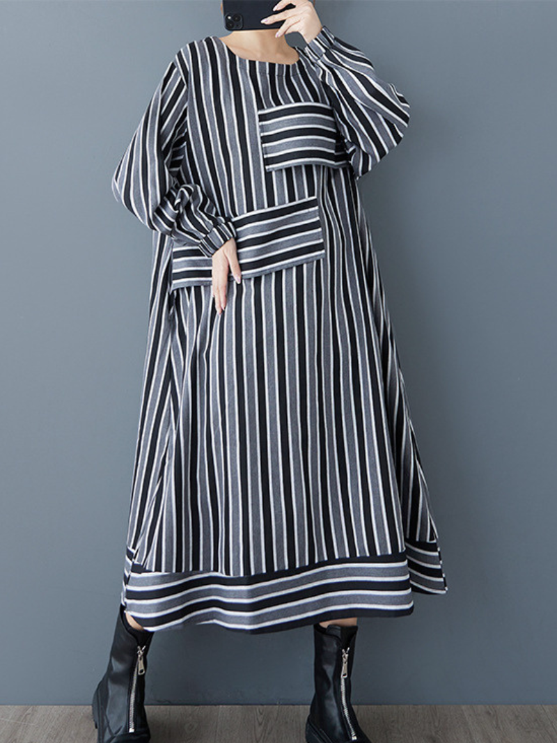 Women's Spring & Autumn Stylish Striped Casual Loose A-Line Dress