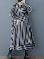 Women's Spring & Autumn Stylish Striped Casual Loose A-Line Dress