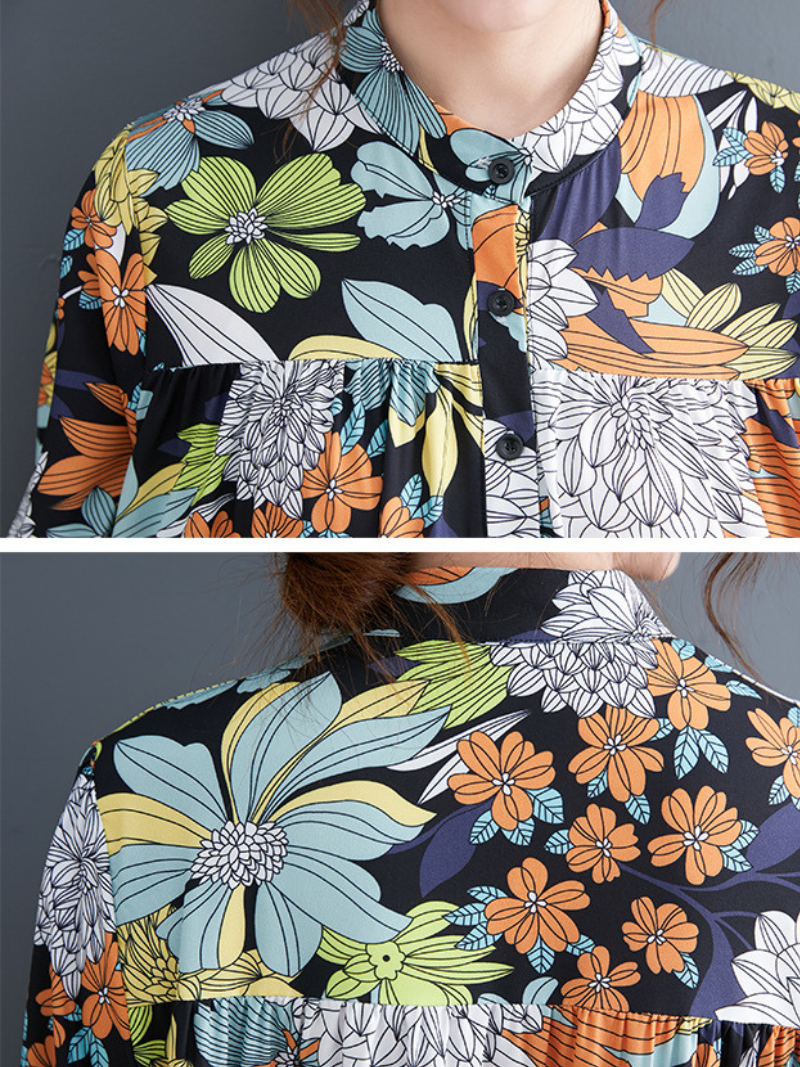 Vintage Floral Tiered Maxi Dress in Soft Polyester, Effortless Elegance