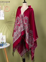 Cozy Weekend Wrap Cape — Vintage Floral Hooded Poncho, Flattering Drape