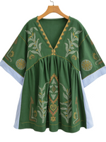 Robe kimono brodée à col décontractée en V Custo