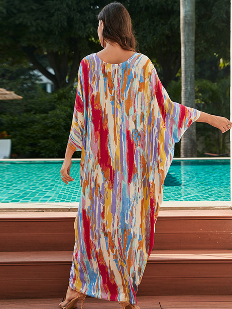 Vestido de Kaftan, solto de verão feminino