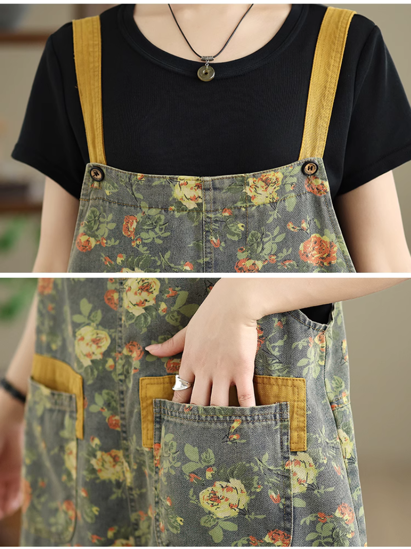 Women's Casual & Perfect Denim Cropped Pant Style Overall Dungaree