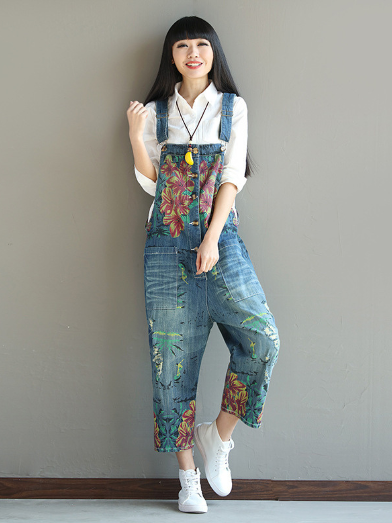 Chic & Casual Printed Denim Overall for Women | Eva Trends
