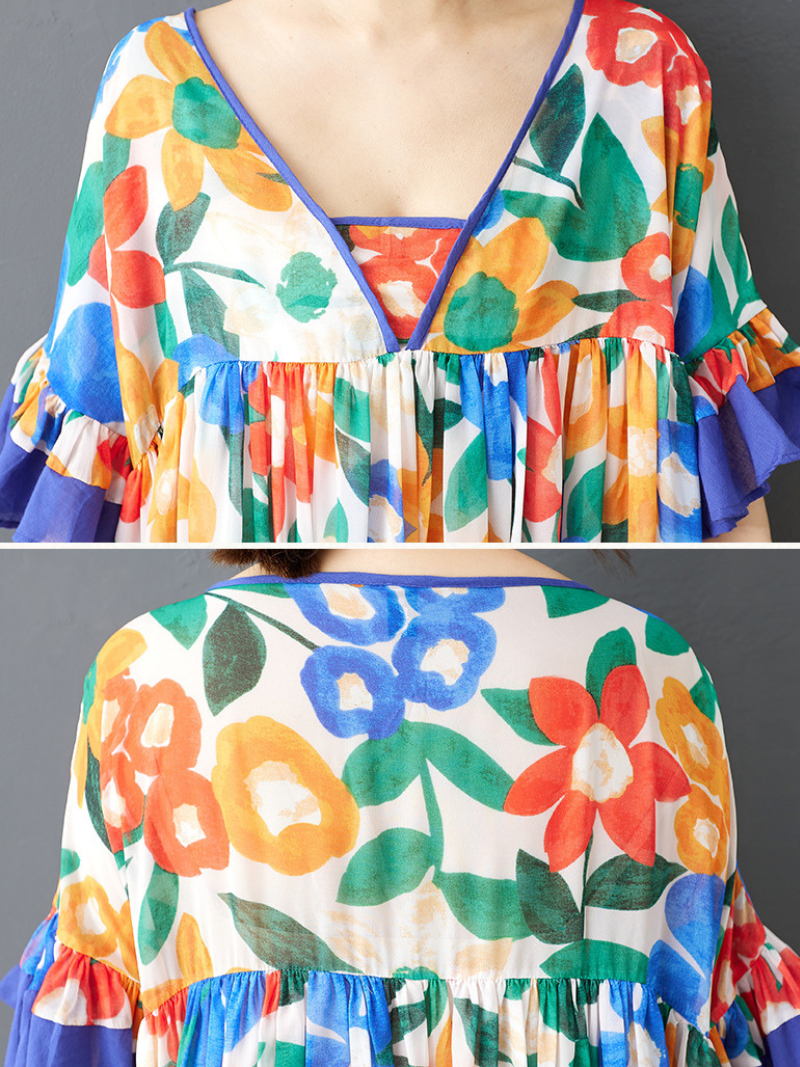 V-neck midi dresses for women