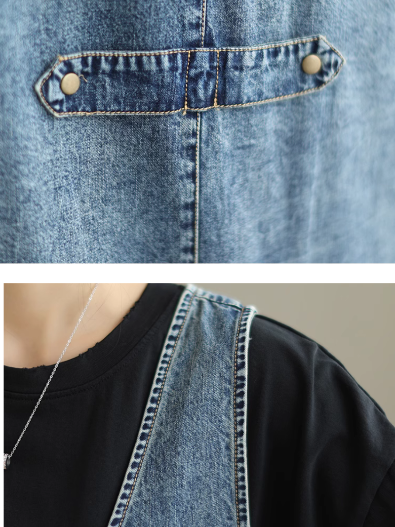 Summer des femmes en vrac en vrac de denim High Dungaree