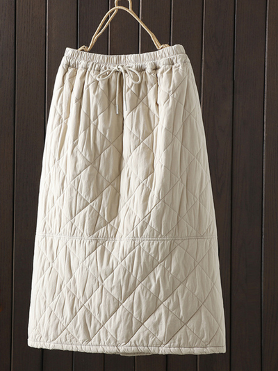 Women's Cozy and Stylish Winter Elastic Waist Quilted Skirt