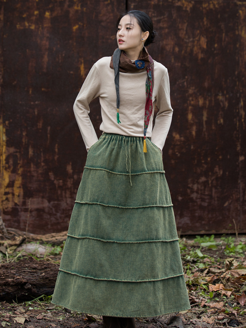 Women's Green Long Skirt 