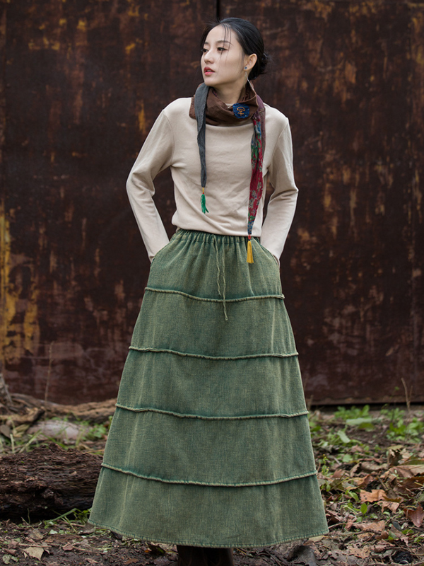 Women's Green Long Skirt 