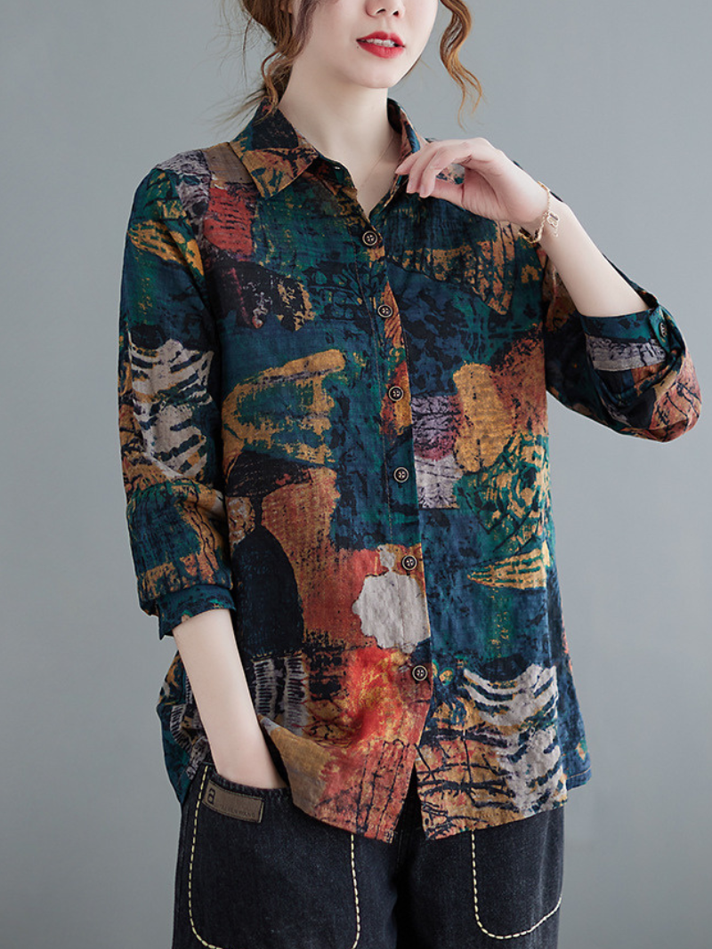 Chemise à col de polo boutonnée décontractée de femme