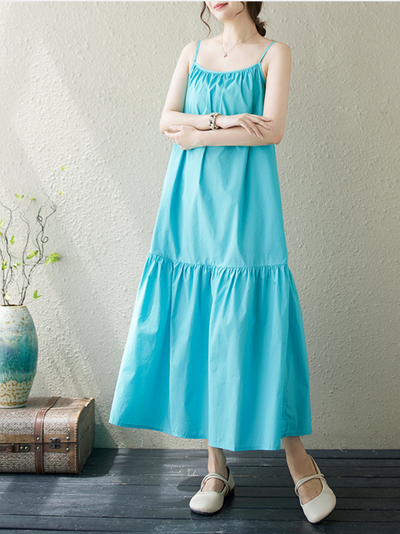 Women's Casual Summer Vibes Loose Solid Color A-Line Dress