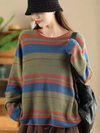 Women's Autumn and Winter Retro Striped Knitted Sweater