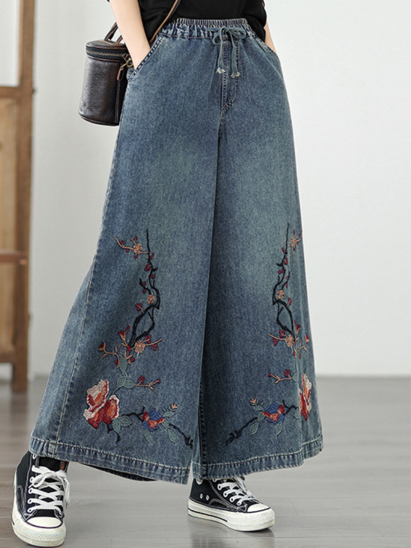 Women's Stylish and Comfortable Embroidery Loose Bottom