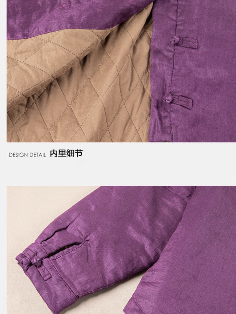 Chic Mandarin-Collar Cotton-Linen Frog-Button Women’s Jacket with Relaxed Oversized Silhouette