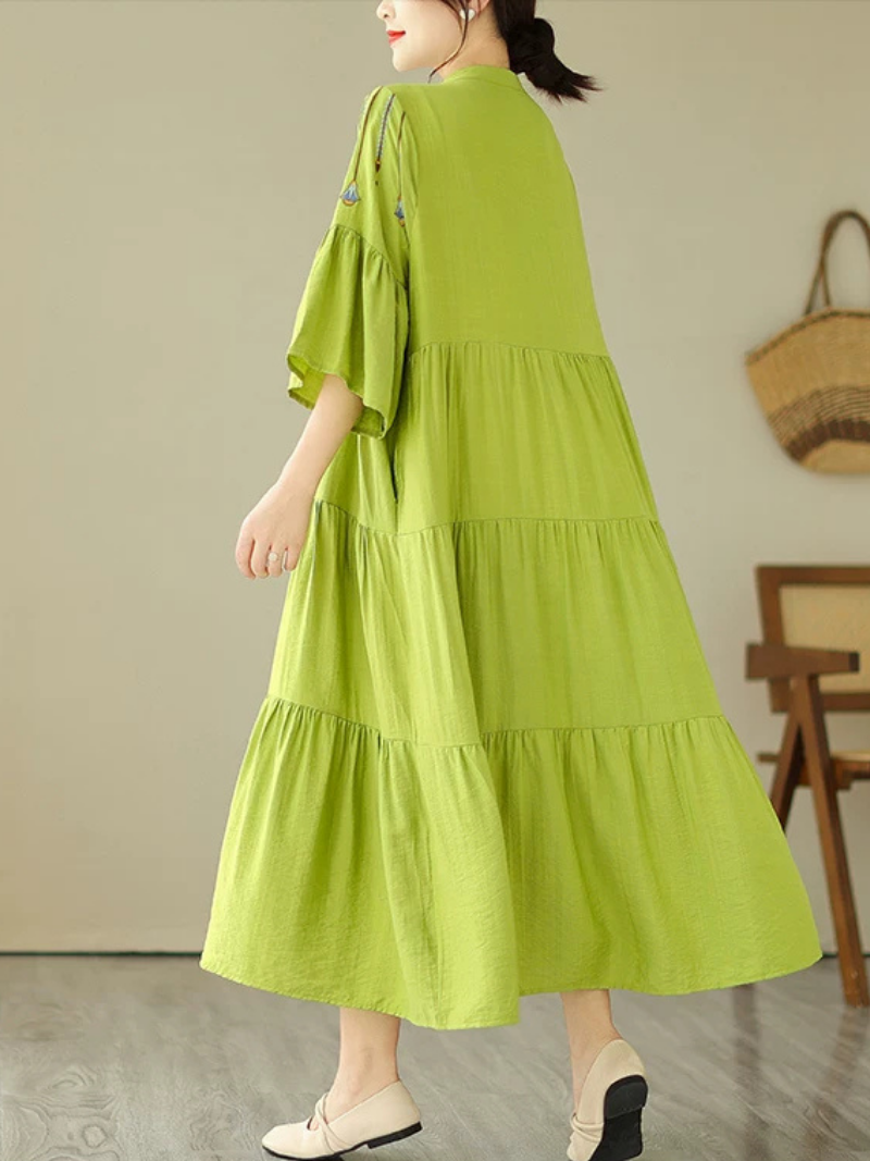 Sunlit Ease Day-to-Night Dress — Tiered Boho Maxi in Cotton Blend