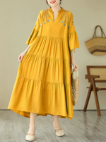 Sunlit Ease Day-to-Night Dress — Tiered Boho Maxi in Cotton Blend