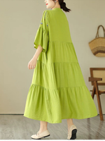 Sunlit Ease Day-to-Night Dress — Tiered Boho Maxi in Cotton Blend