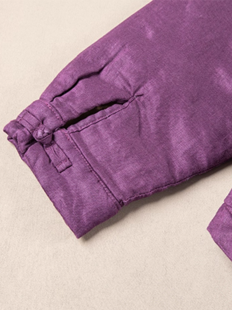 Chic Mandarin-Collar Cotton-Linen Frog-Button Women’s Jacket with Relaxed Oversized Silhouette