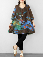 Breezy Weekend Tunic for Effortless Elegance — Linen Blend, Artistically Printed