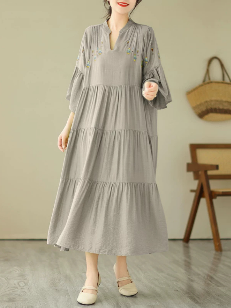 Sunlit Ease Day-to-Night Dress — Tiered Boho Maxi in Cotton Blend