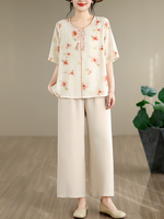 Sunlit Brunch Floral Blouse — Breathable Cotton-Linen, Effortlessly Polished Everyday Comfort