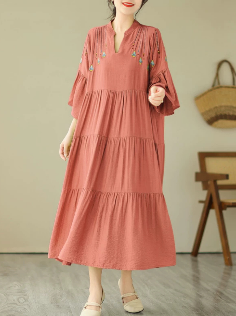 Sunlit Ease Day-to-Night Dress — Tiered Boho Maxi in Cotton Blend