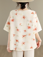 Sunlit Brunch Floral Blouse — Breathable Cotton-Linen, Effortlessly Polished Everyday Comfort