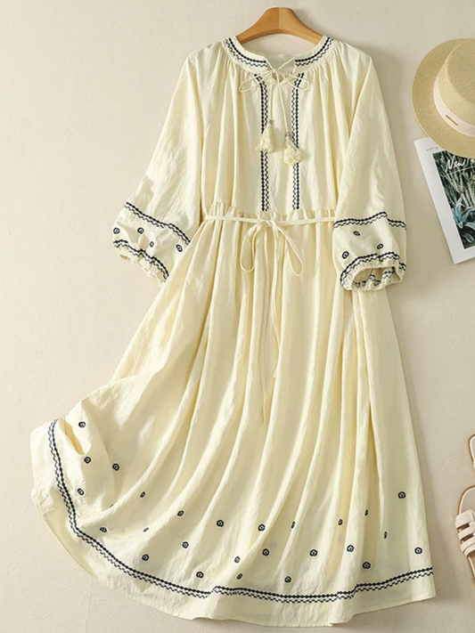 Breezy Weekend Boho Midi Dress — Embroidered, Flowing and Effortlessly Flattering