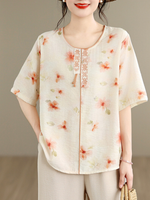 Sunlit Brunch Floral Blouse — Breathable Cotton-Linen, Effortlessly Polished Everyday Comfort