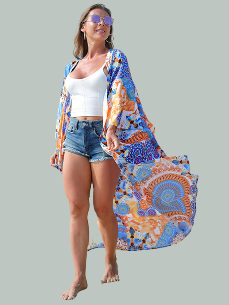 Women's Blue Stylish Kimono Jacket 