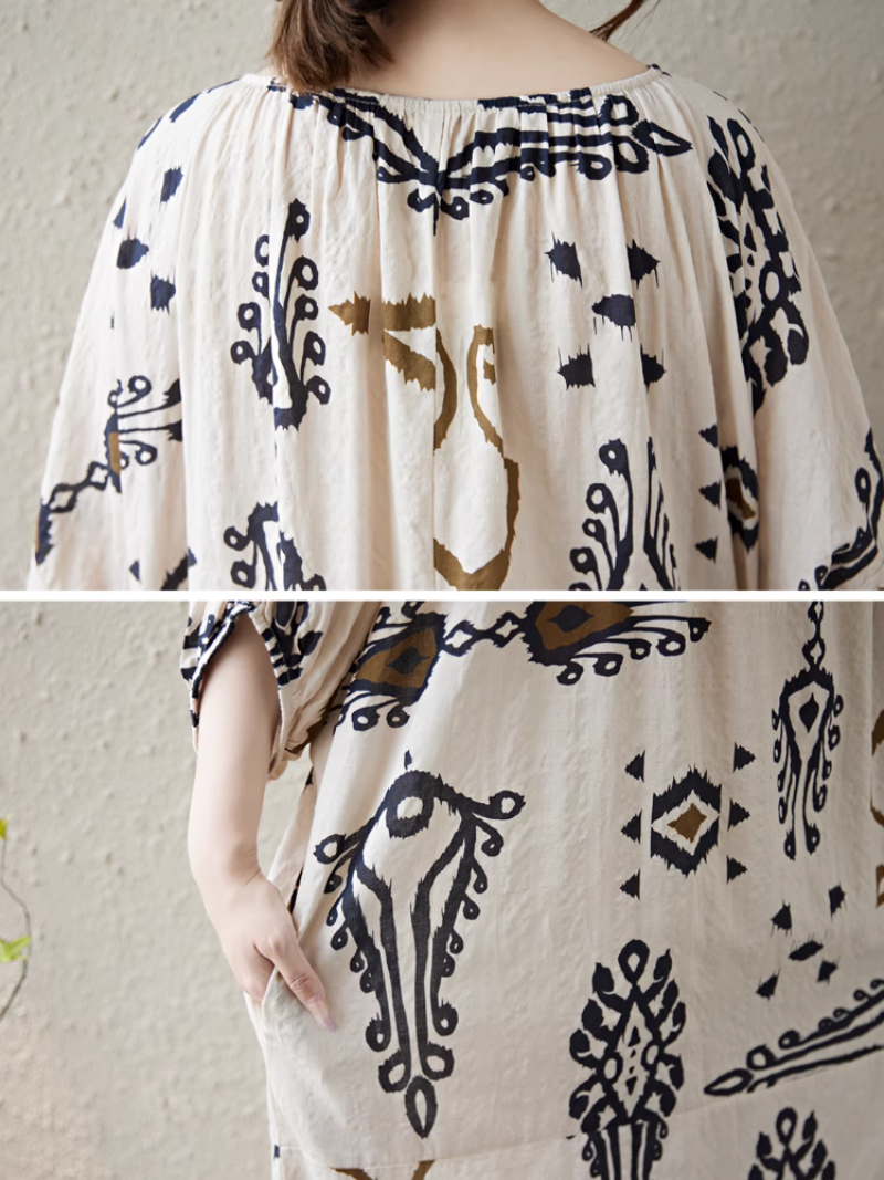 Robe de Kaftan imprimée de style ethnique d'été pour femmes