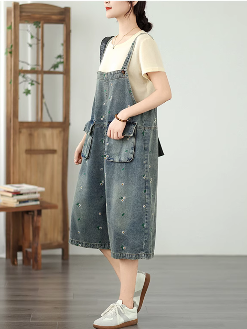 Women's Loose Pockets Dungarees 