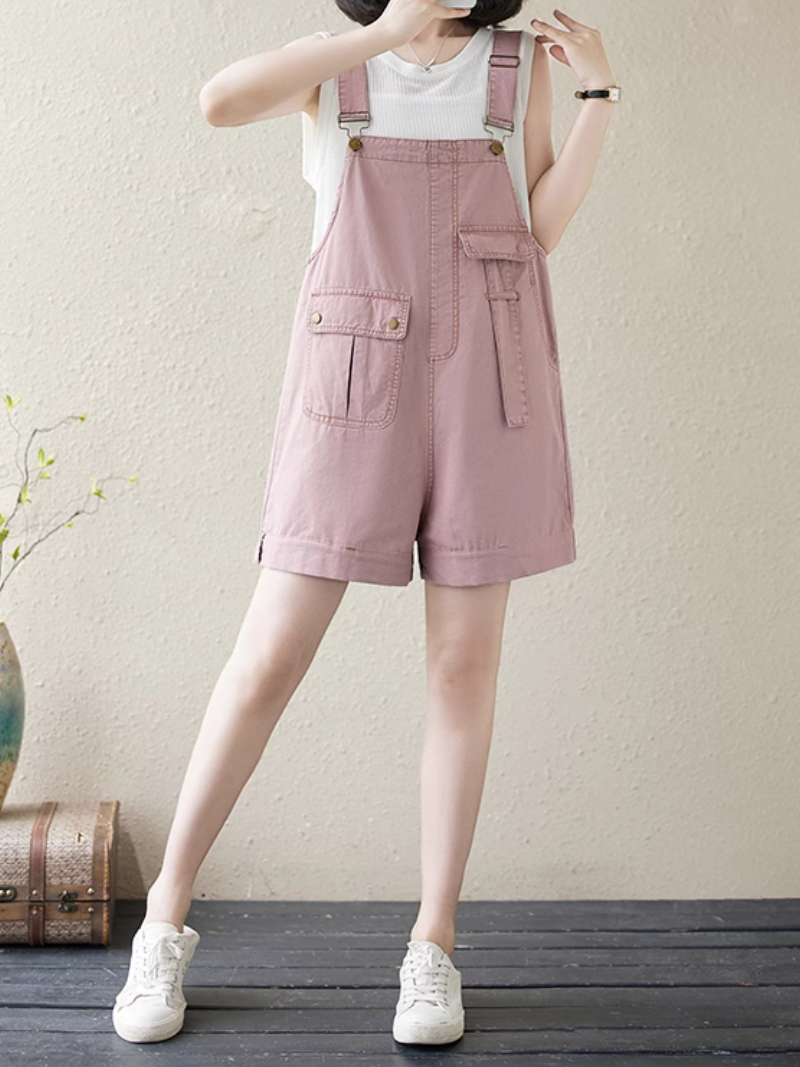 Dungaree de poche latérale polyvalente décontractée d'été pour femmes