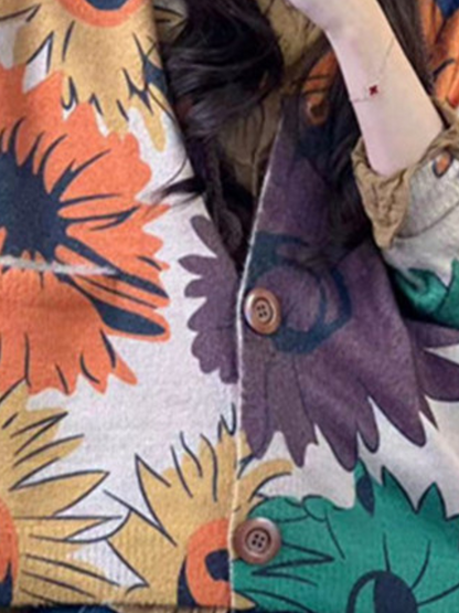 women large flower cardigans