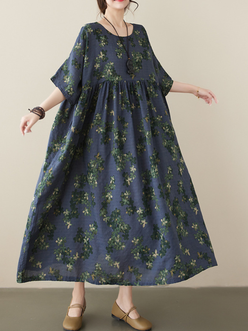 Women's Round Neck Smock Dress