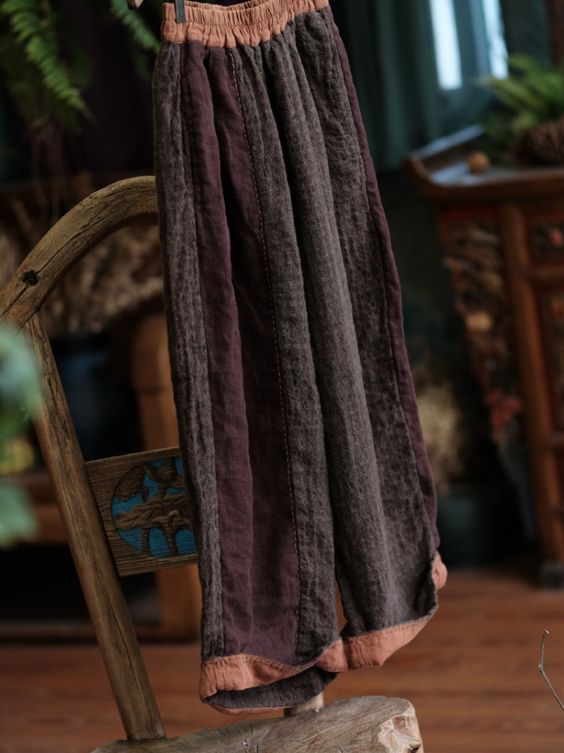 Pantalon de taille élastique à carreaux à carreaux ajusté en été des femmes